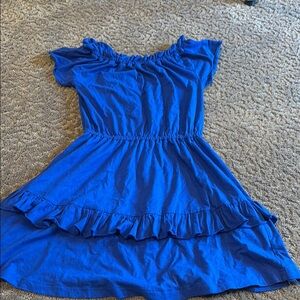 Crewcuts Blue Off-the-Shoulder Flutter Sleeve Sundress